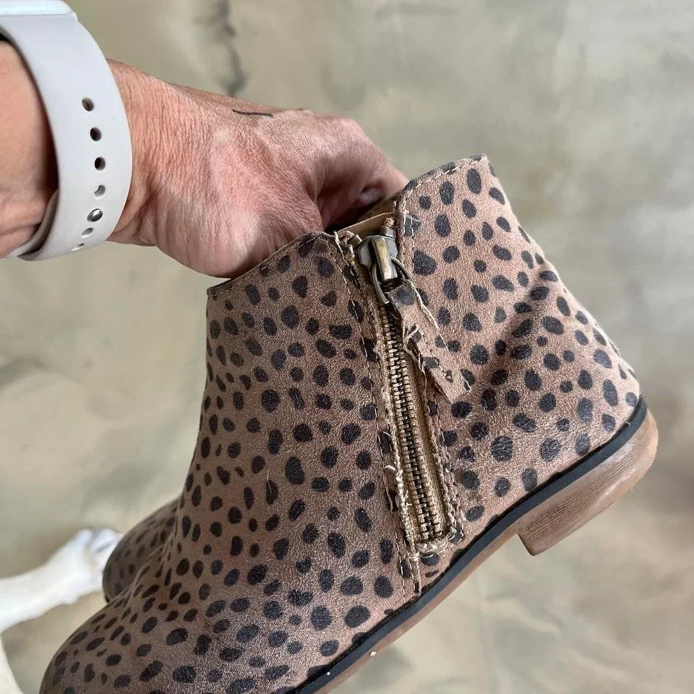 Cat & Jack Leopard Print Ankle Boots Kids Size US 2