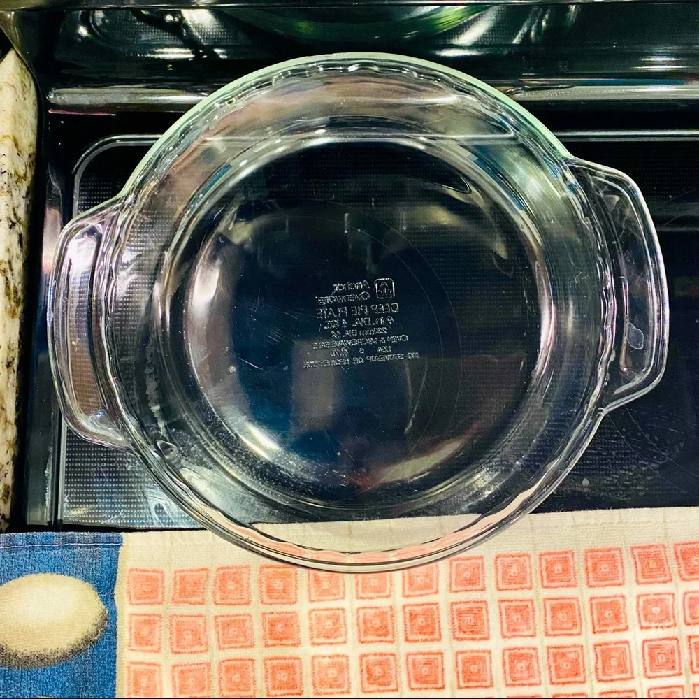 Anchor Ovenware 9” Deep Pie Plate 1 Quart Microwave Safe Glassware Clear USA