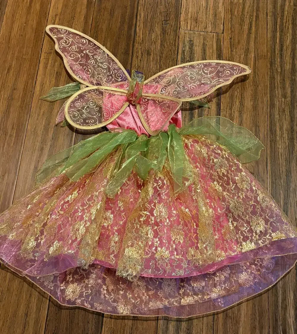 Teetot & Co. Kids Pink and Green Fairy Costume with Wings size 5T