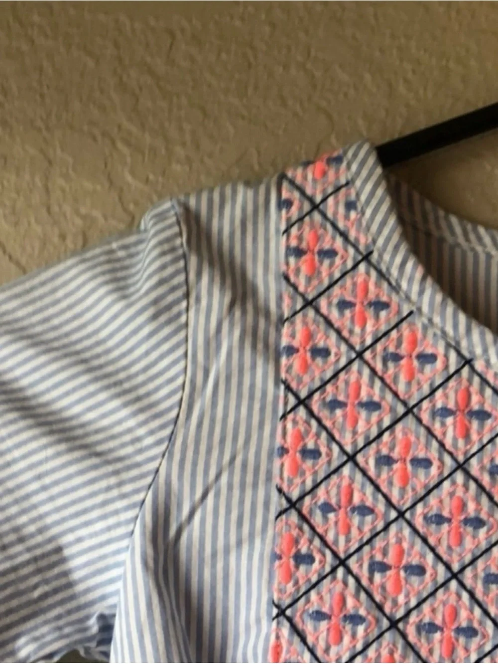 Carter’s Shirt Girls Kids Light Blue Stripe Roll Sleeve Casual Blouse Top Sz 5
