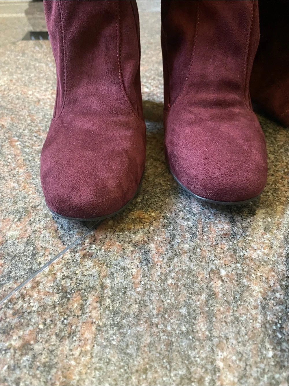 OROSCURO Women's Over-the-Knee Stretch Boots in Burgundy, Size 7