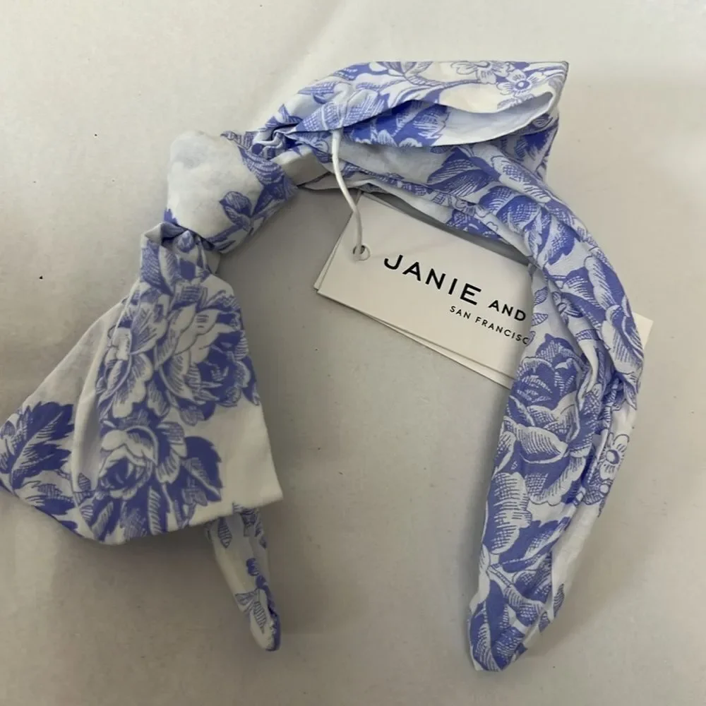 Janie and Jack 100049201 purple and white toille floral headband NWT