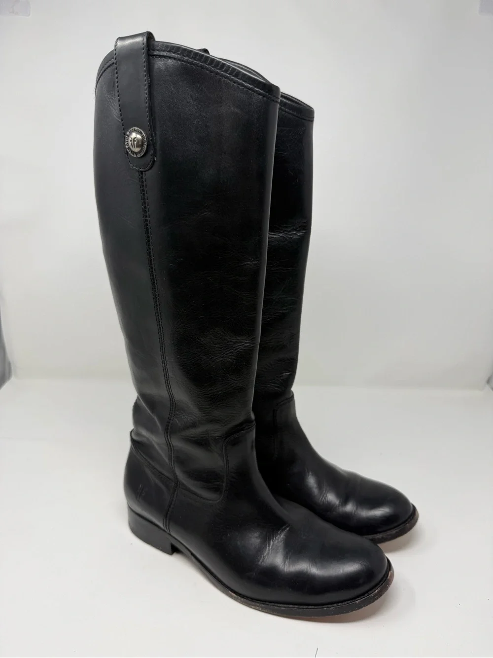 Frye Black Leather Over-The-Knee Riding Boots