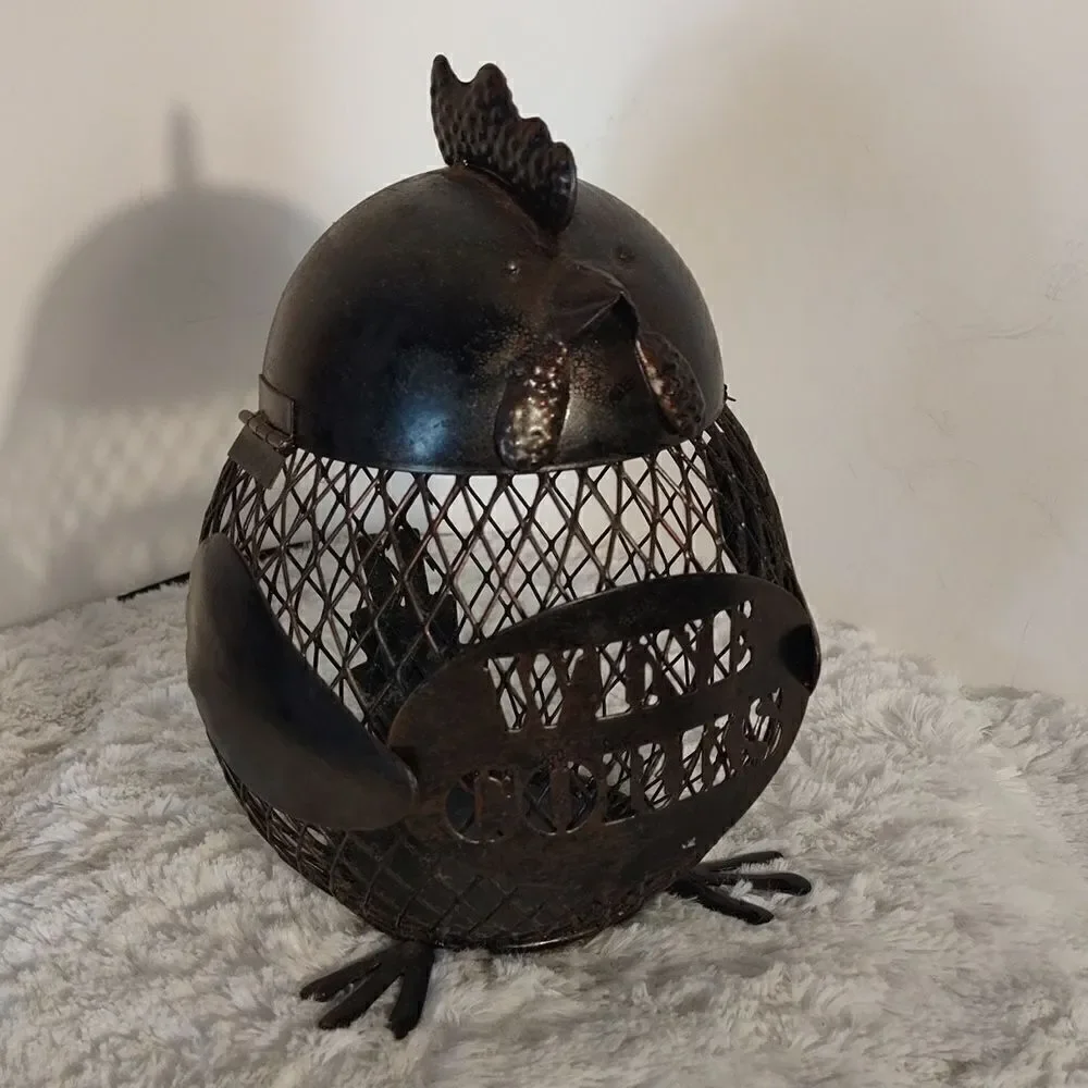 Metal Chicken Wine Cork Holder