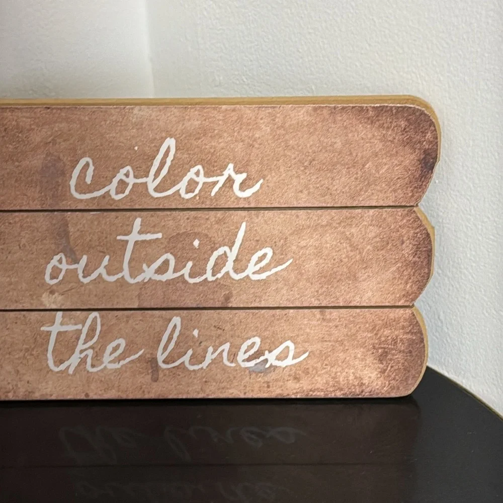 New Pier 1 Color Outside The Lines Live Edge Wood Sign 12x7 NWT