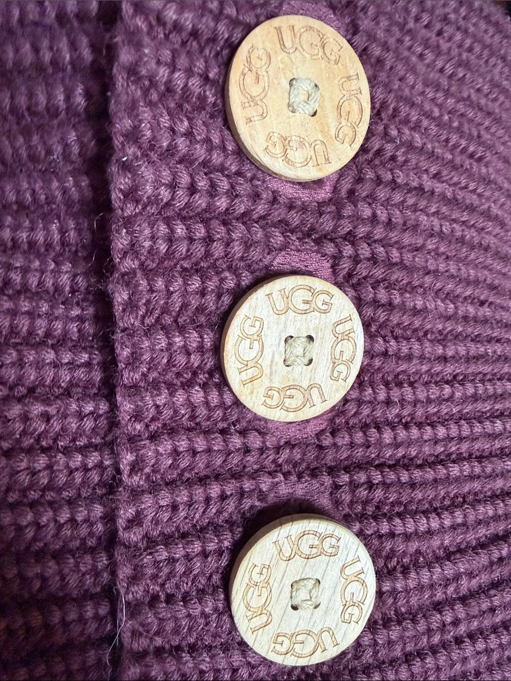 UGG 5819 Legacy Cardy Knit Tall Roll Down - Burgundy - w/Button Details. Size 8