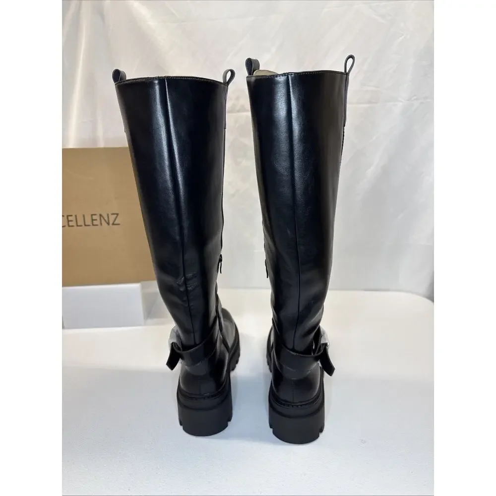 Cellenz Women’s Knee High Boots: 2.6 Inch Platform Round Toe Boot Black Size 8