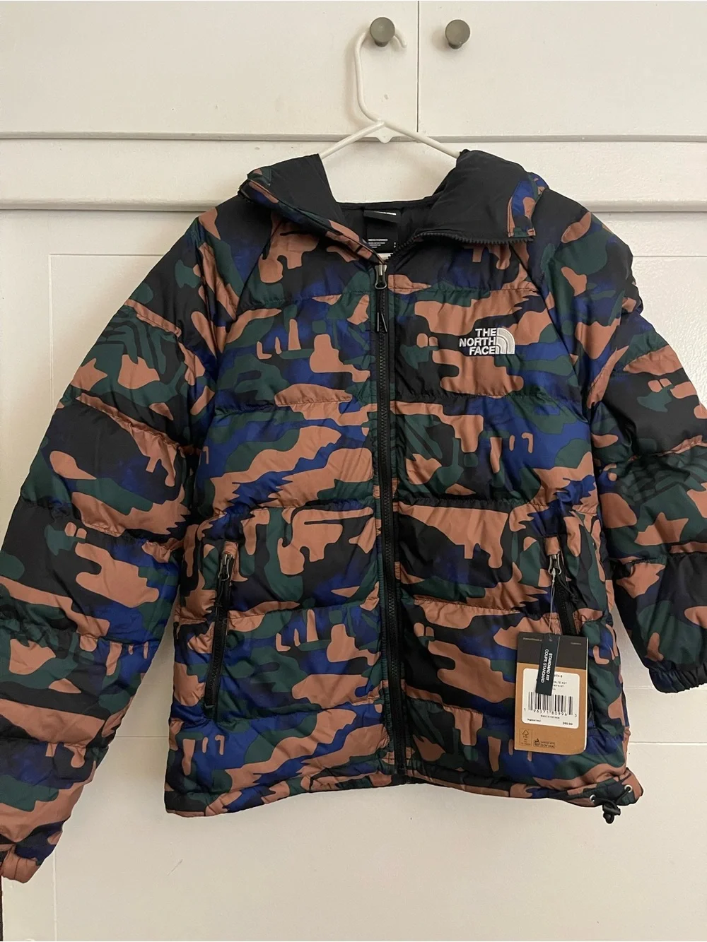 The North Face Camo Puffer Jacket in Brown, Green & Blue