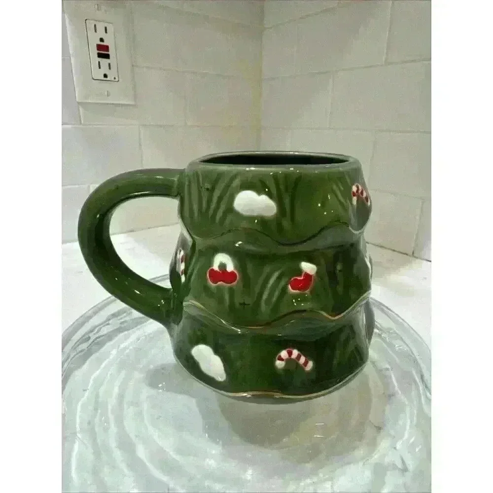 WILLIAMS-SONOMA - Rare Decorated CHRISTMAS TREE Shaped Mug - Heavy Quality