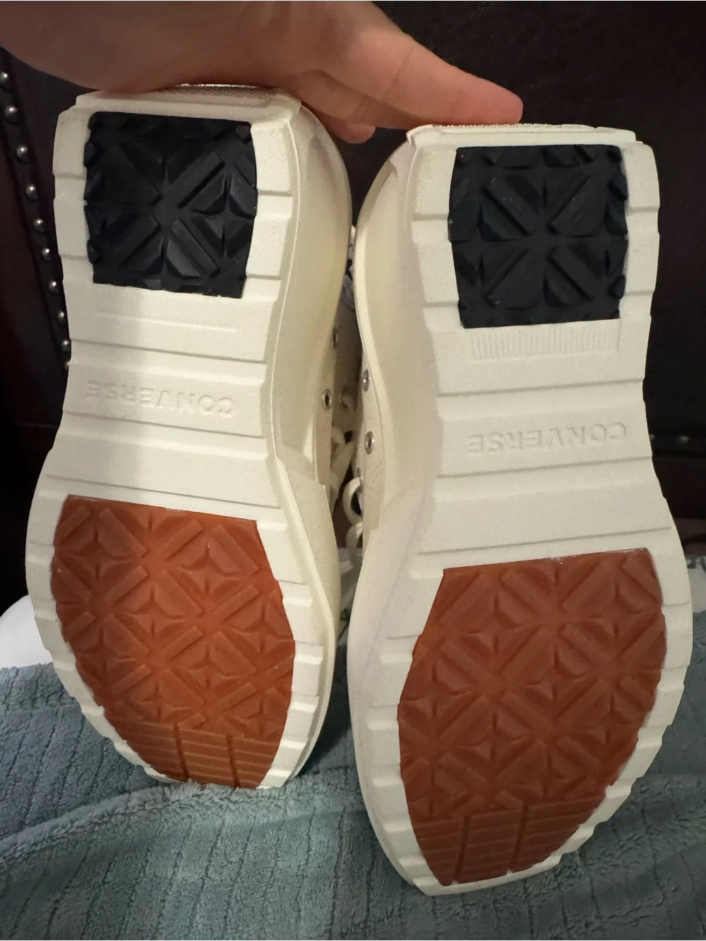 Converse Cream Platform Wedge High Top Sneakers