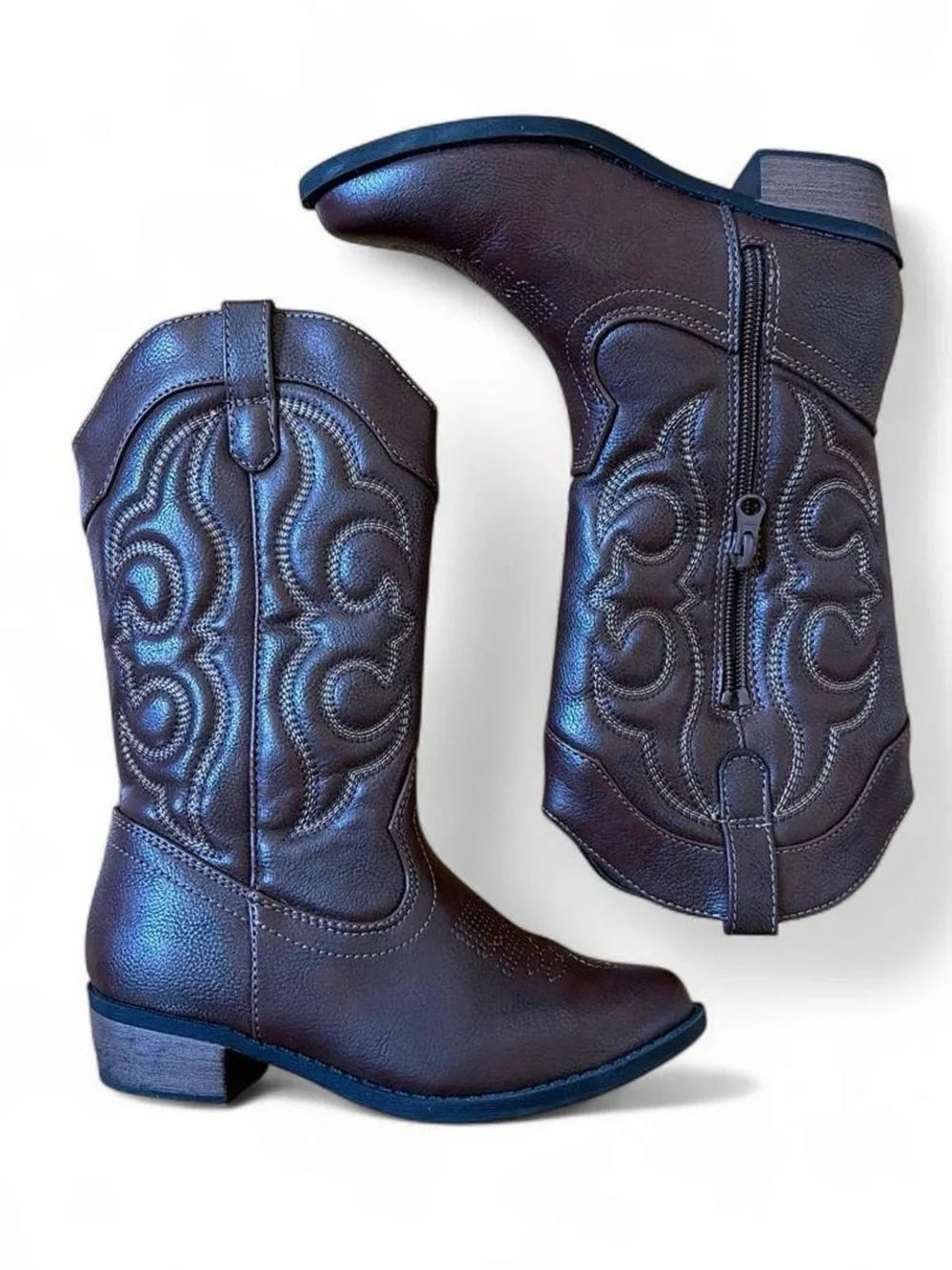 Cat & Jack Brown Faux Leather Western Boots for Kids