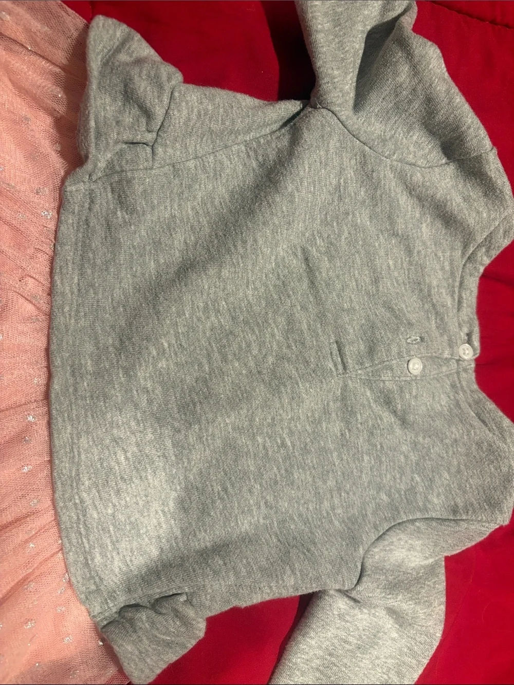 GAP Gray Knit Top with Pink Sparkle Tulle Skirt Dress