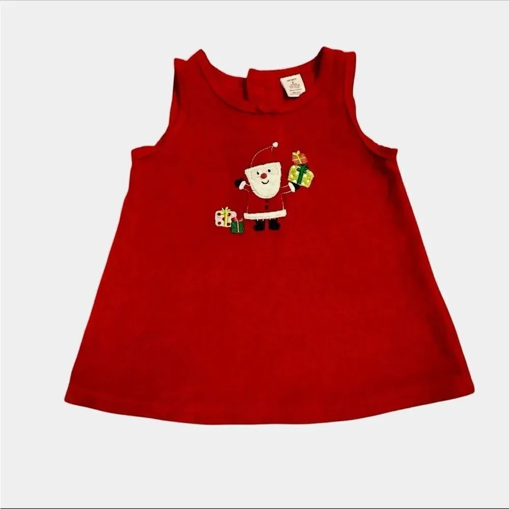 Vintage Carter’s Baby Girl Red Velour Christmas Santa Dress Size 6 Months