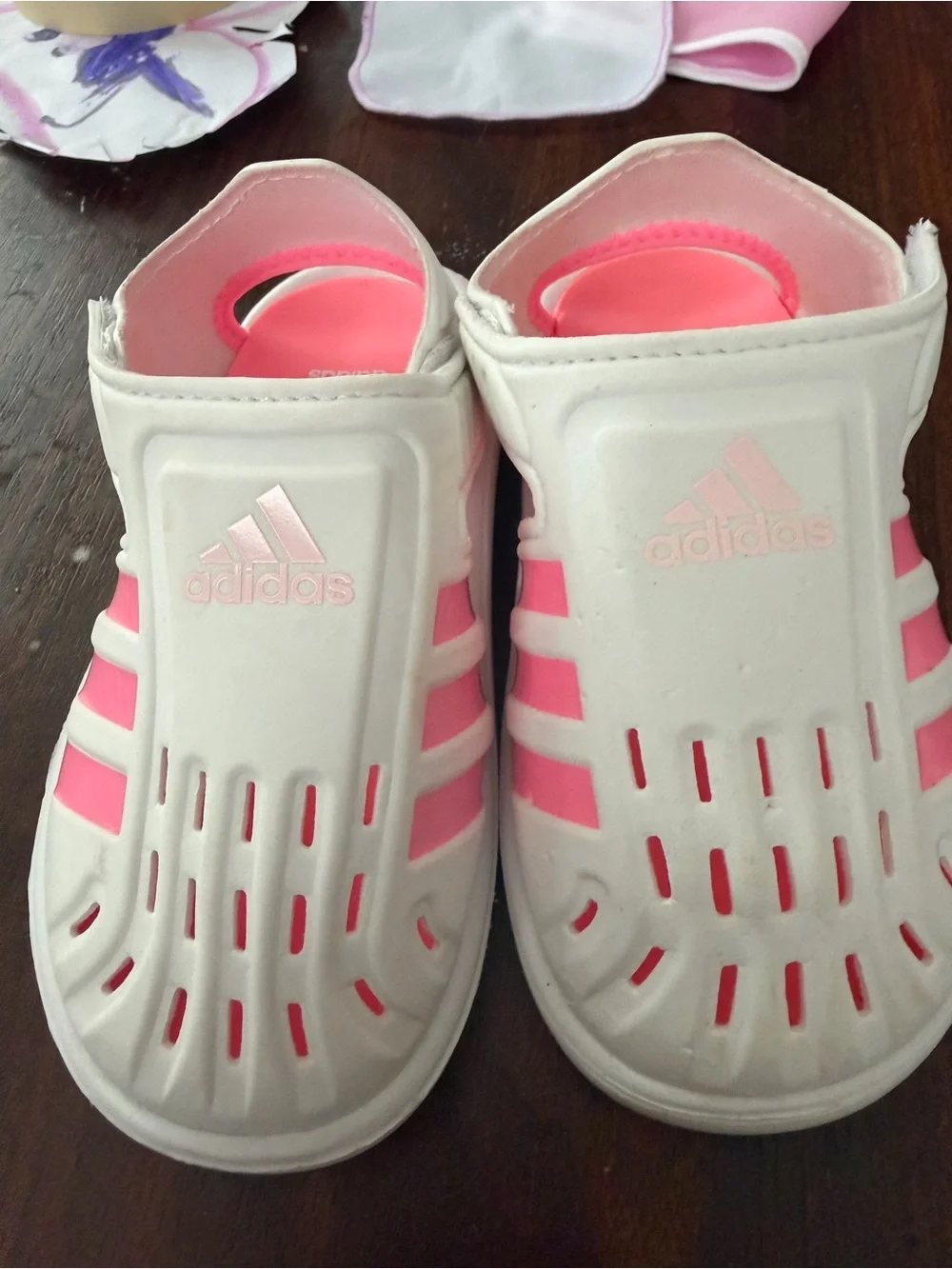 adidas Kids White and Pink Water Sandal