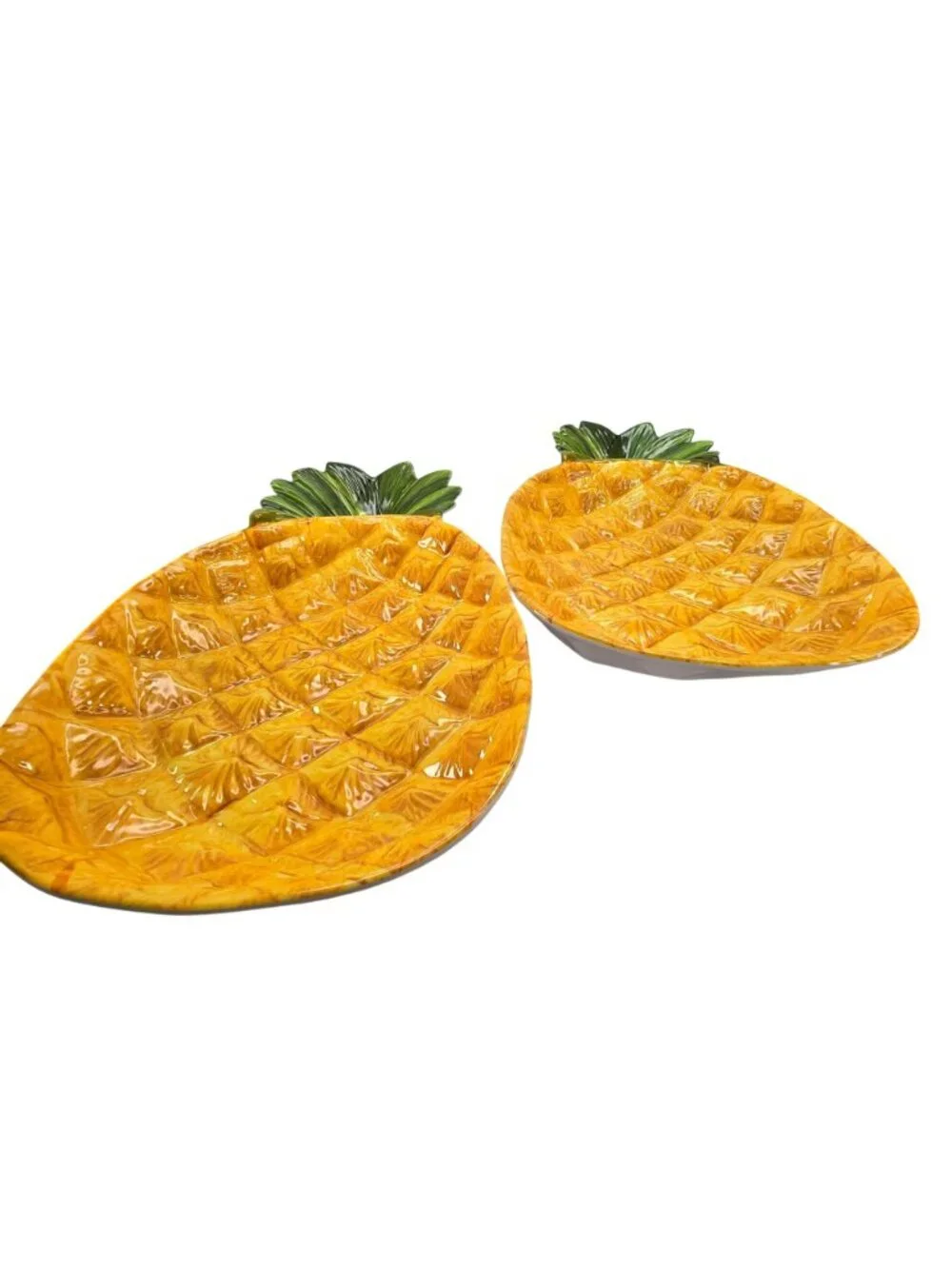 Pineapple Shaped Serving Plates Set Of 2 For Luau Hawaiian Theme Party dh930