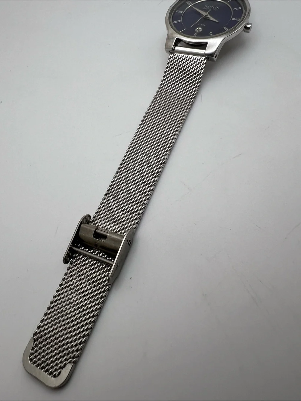 Hamlin Ultra Thin Blue Dial Stainless Steel Mesh Watch