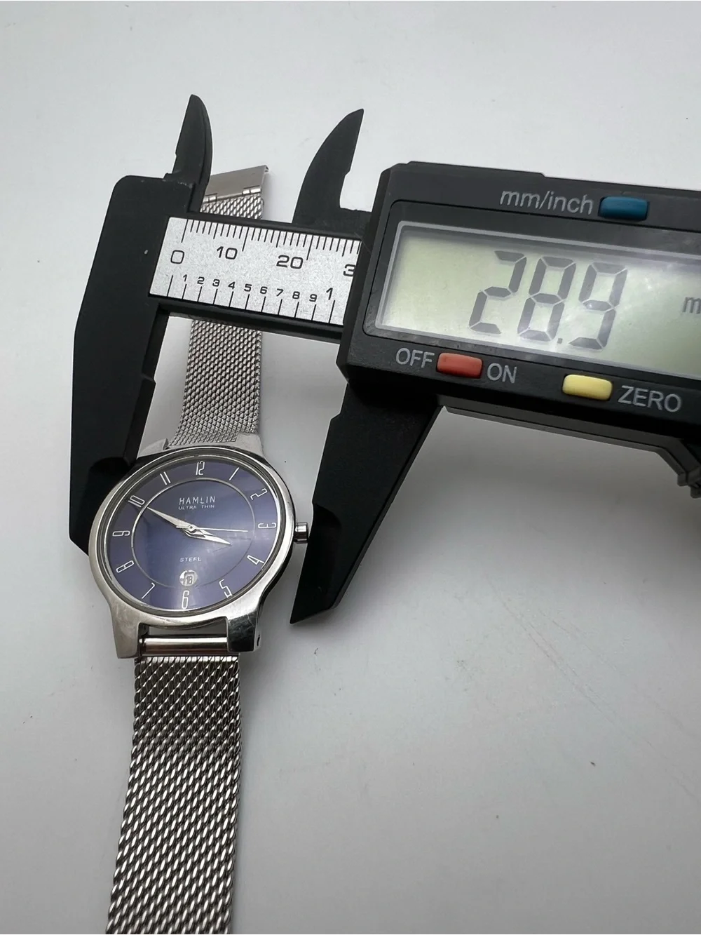 Hamlin Ultra Thin Blue Dial Stainless Steel Mesh Watch