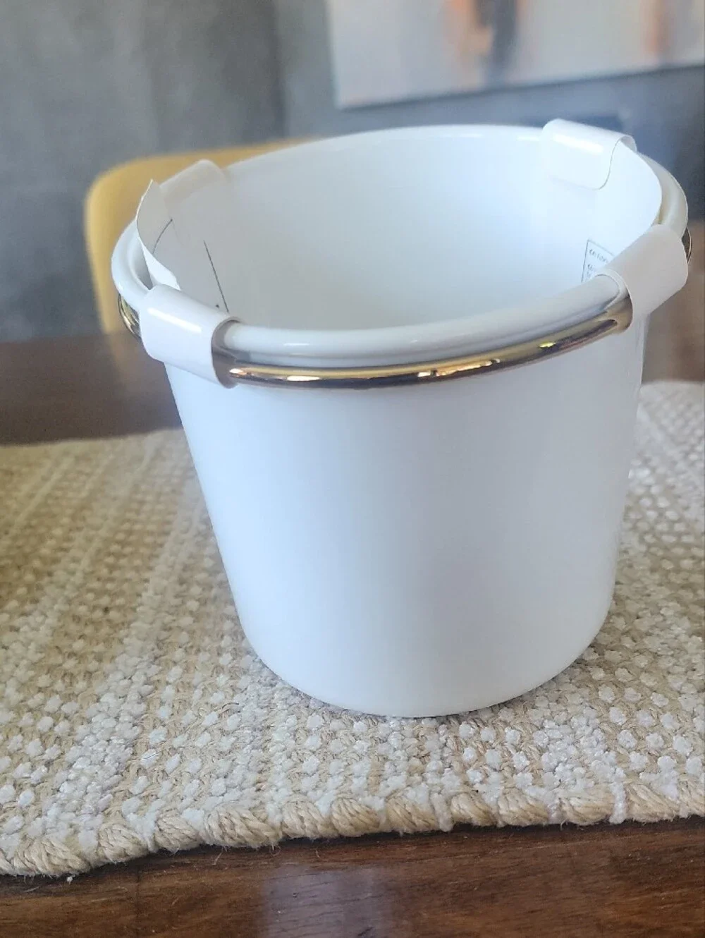 IKEA White Metal Sink/Utensil Holder with Chrome Handle