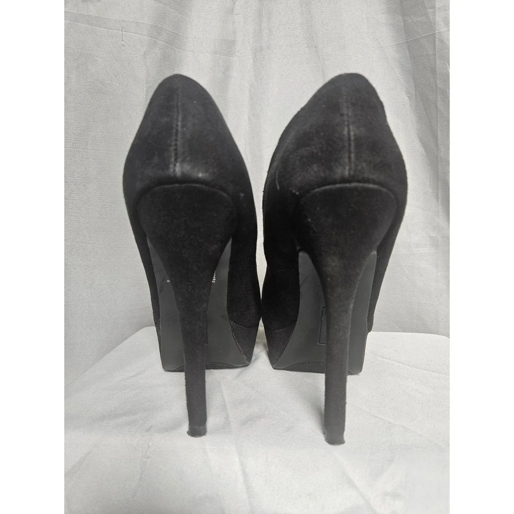 Brash Womens Black Faux Suede Platform Stiletto Pumps Round Toe Heels Size 7.5W