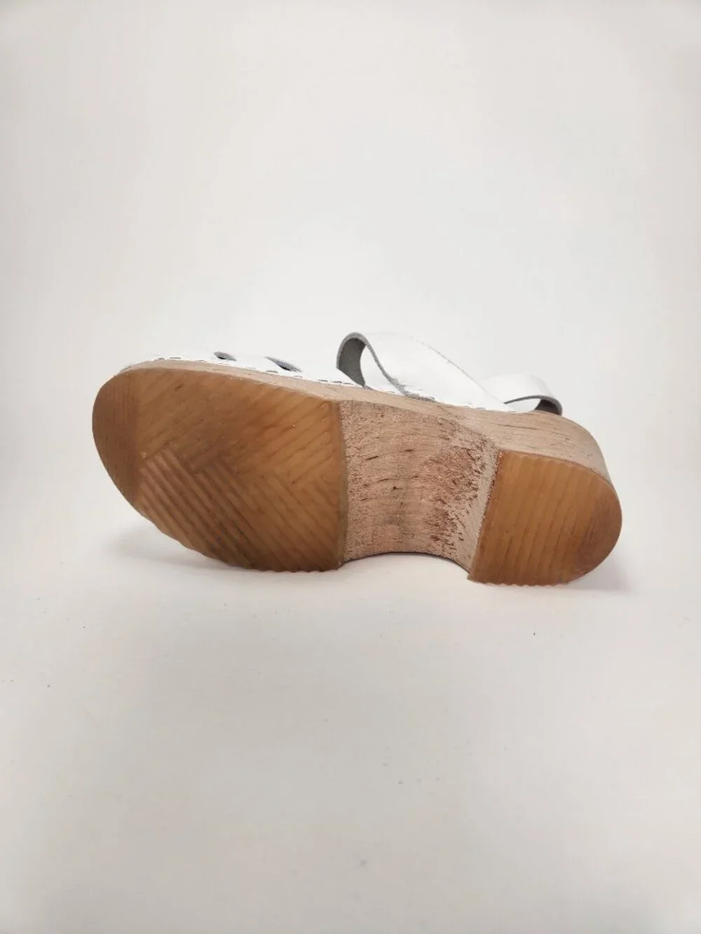Cape Clogs White Leather Swedish Wooden Sandals Girls EU 34 US 2.5-3