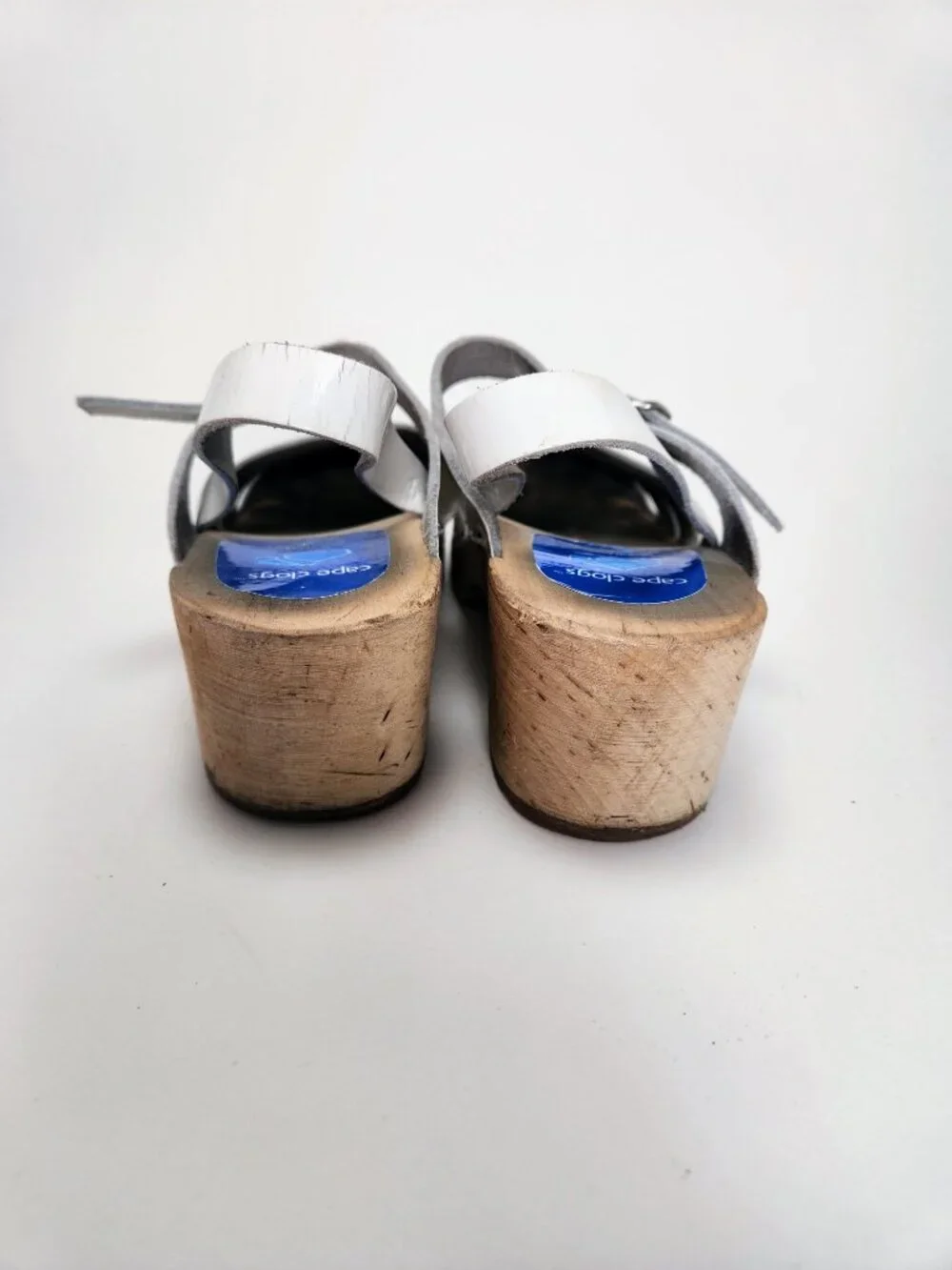 Cape Clogs White Leather Swedish Wooden Sandals Girls EU 34 US 2.5-3