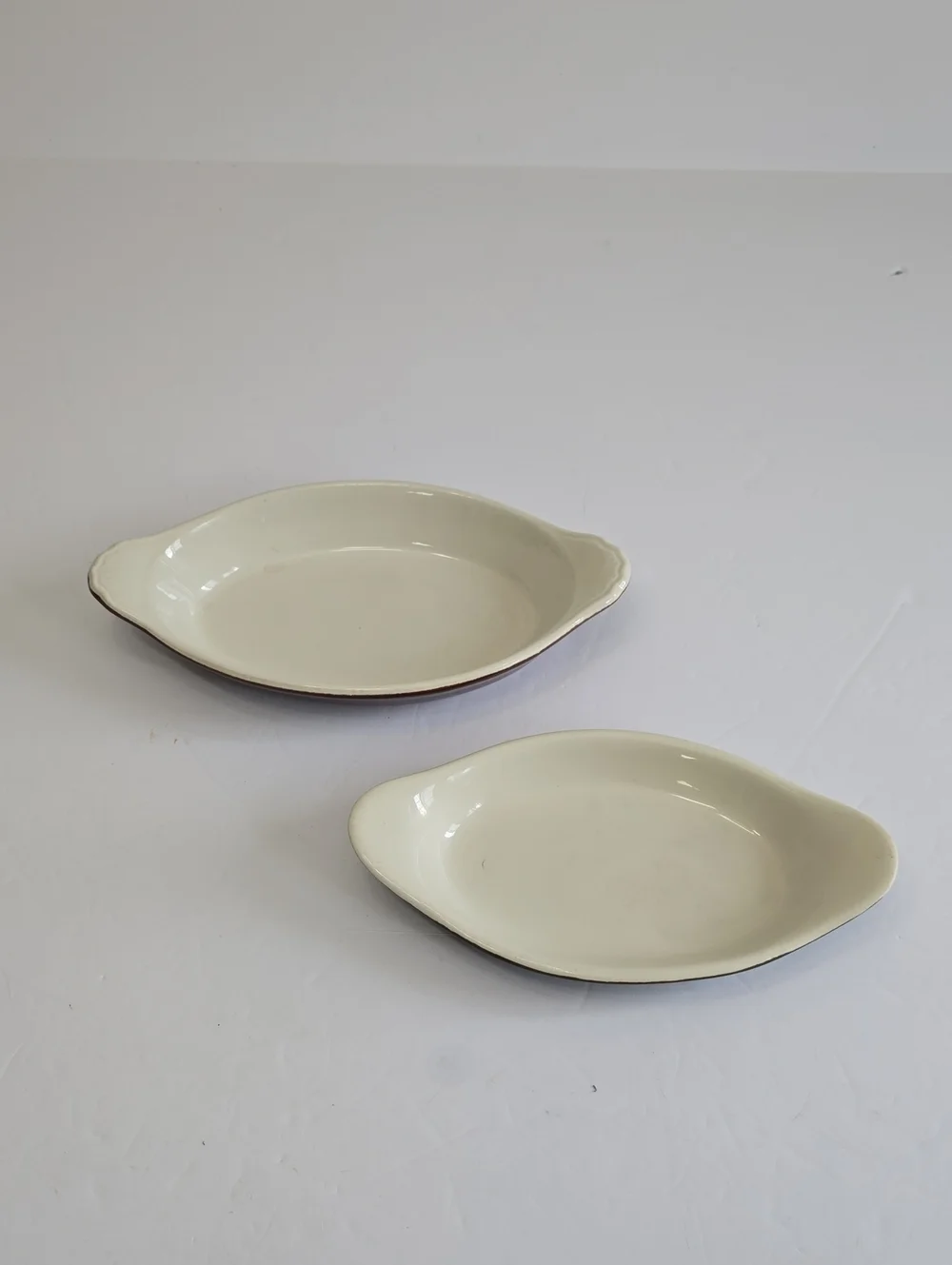 Vintage Set Of 2 Hall 529 & 521 Oval Au Gratin Casserole Dish USA Brown Green