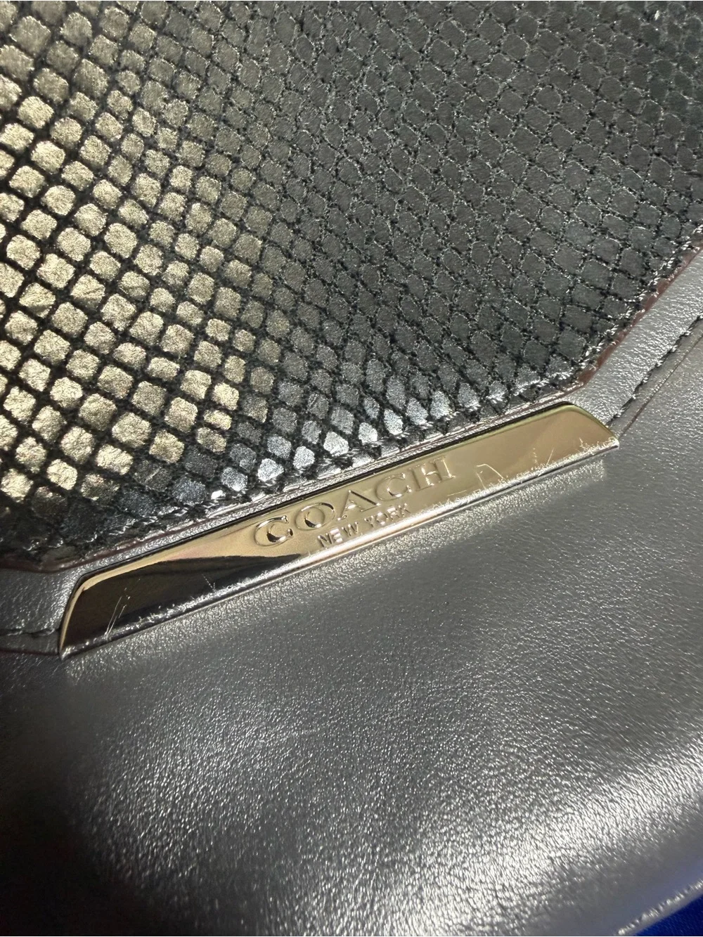 COACH Taylor Tote Charcoal Grey with Snakeskin Leather & Suede Bag