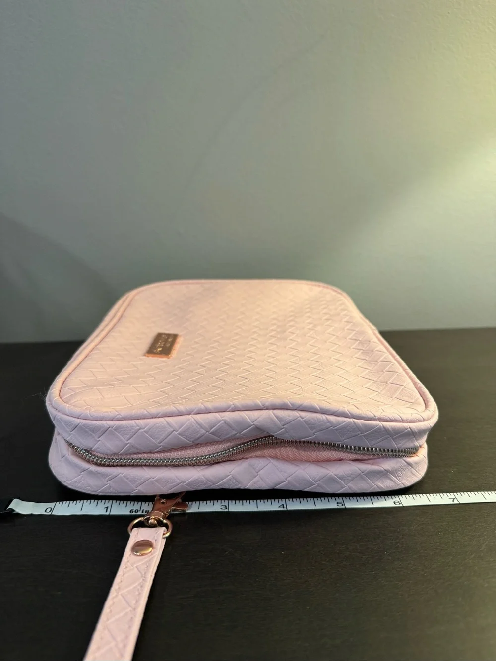 Skinbetter Science Pink Woven Cosmetic Bag 9” x 2” x 6.5” NEW