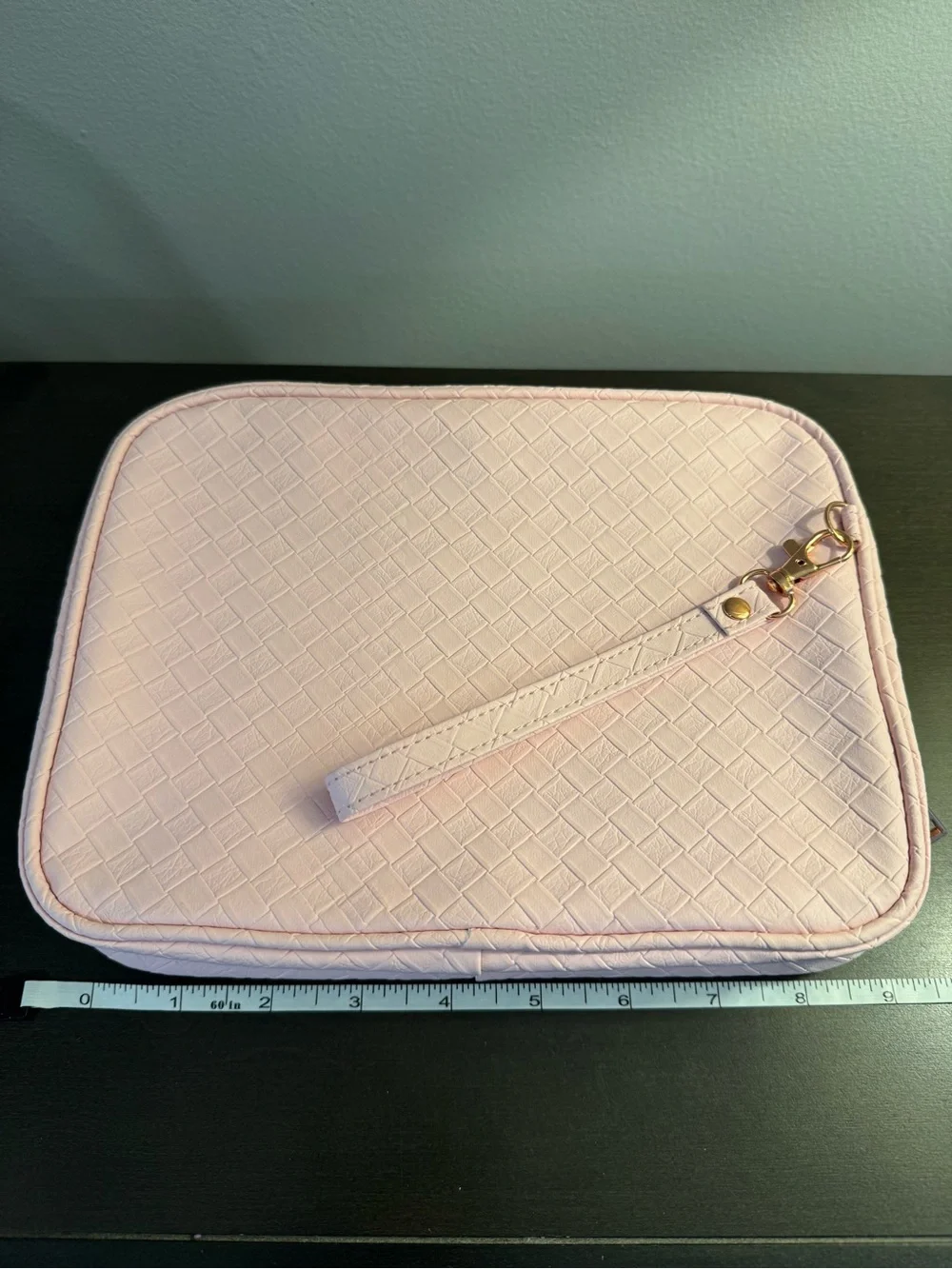 Skinbetter Science Pink Woven Cosmetic Bag 9” x 2” x 6.5” NEW