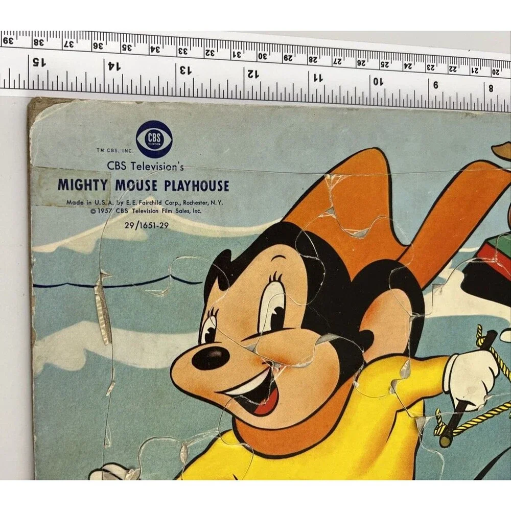 CBS Television Vintage Mighty Mouse Playhouse Wooden Puzzle 1957
