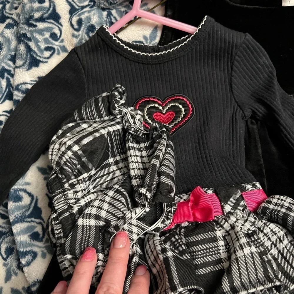 12 month Baby Girl Gap Black Holiday Fancy Dresses Black White Pink Lot of 2