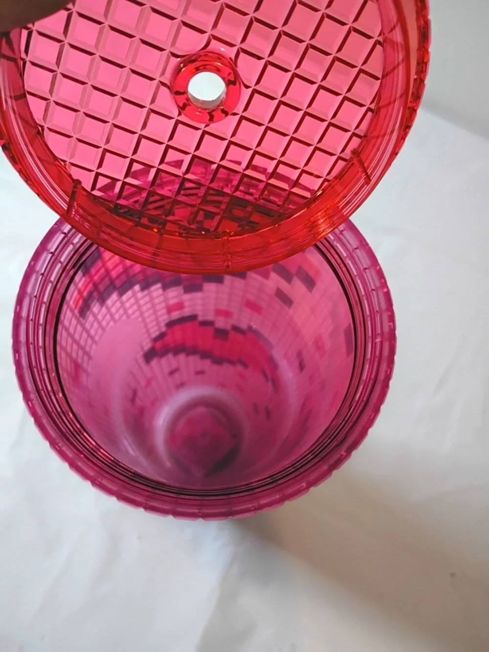 Starbucks Pink Studded Heart Tumbler 24oz Cold Cup Red Lid Valentine Limited