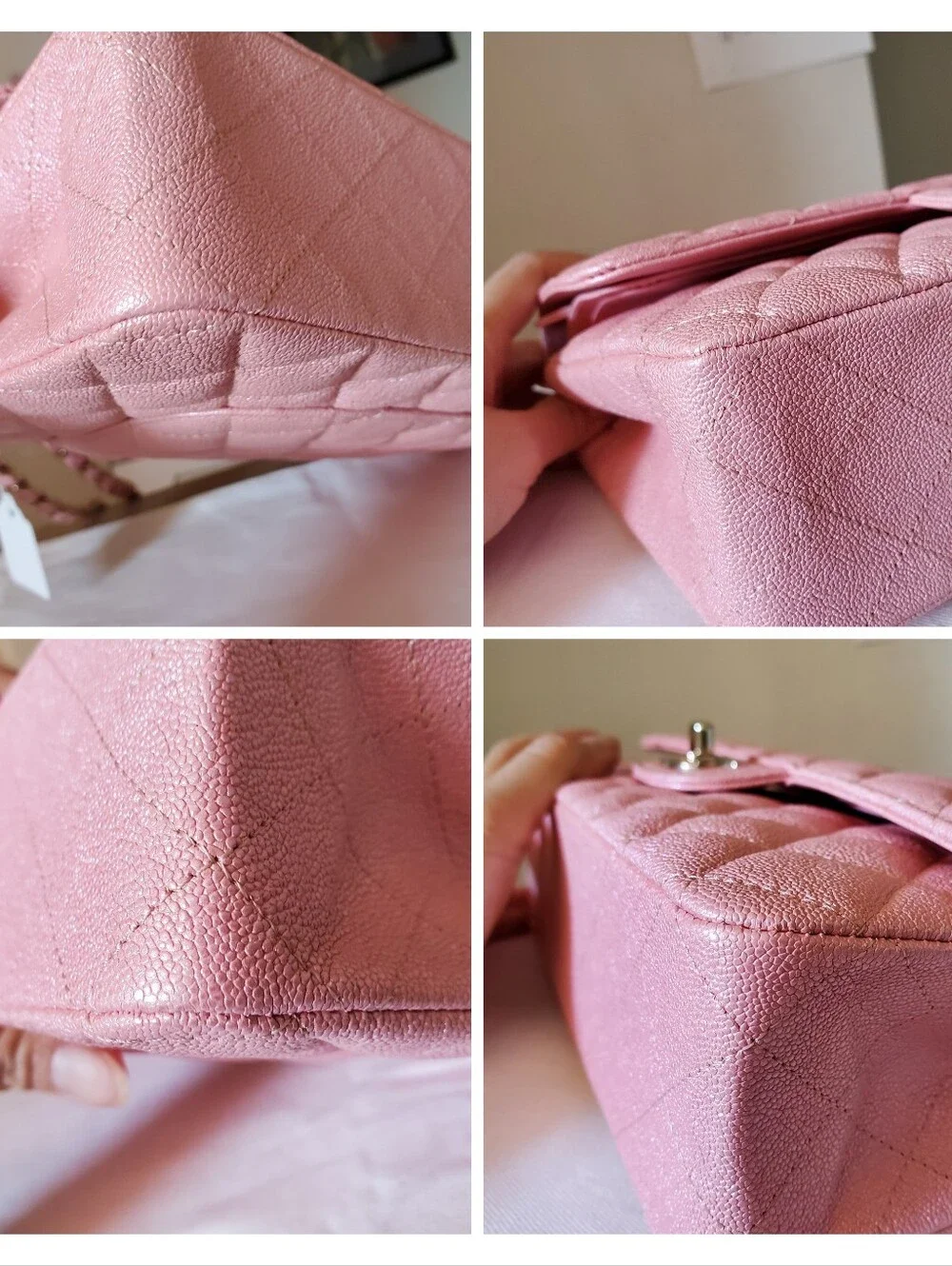 Chanel Classic Iridescent Pink Caviar Medium Gold Hw Bag