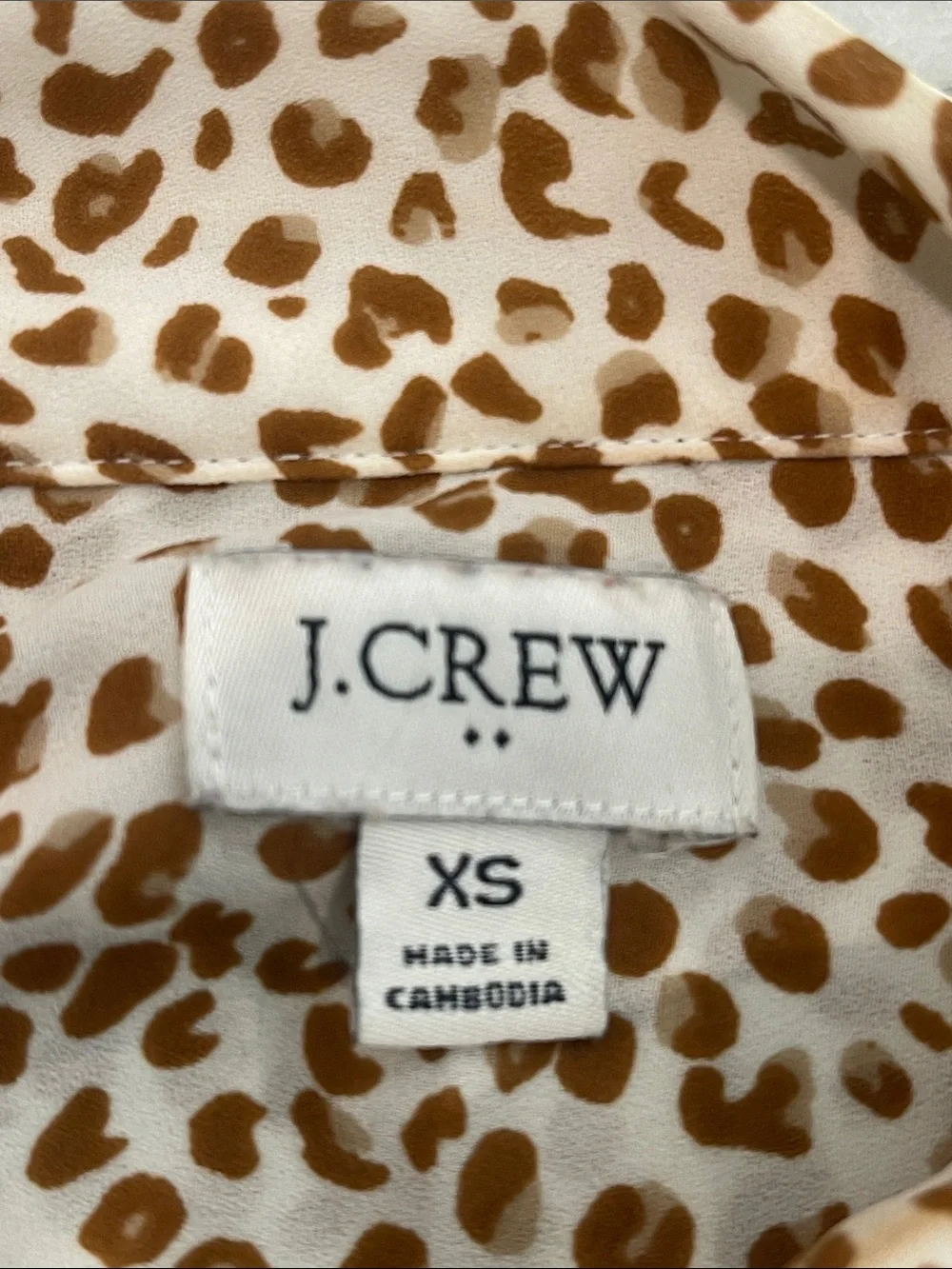 J.Crew Animal Print Blouse With Tie Neck Size XS