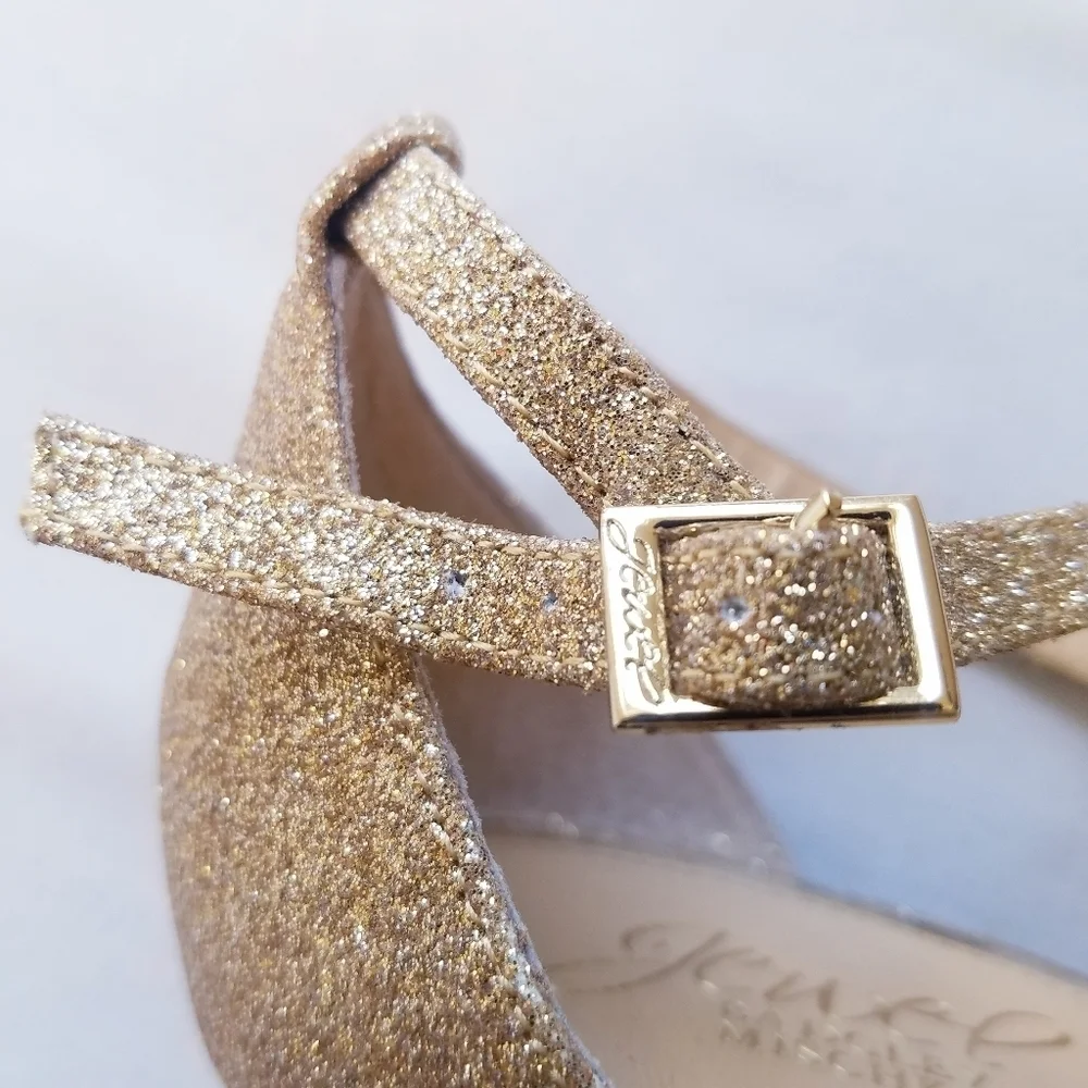 Badgley Mischka | Platform Gold‎ Glitter Sandals