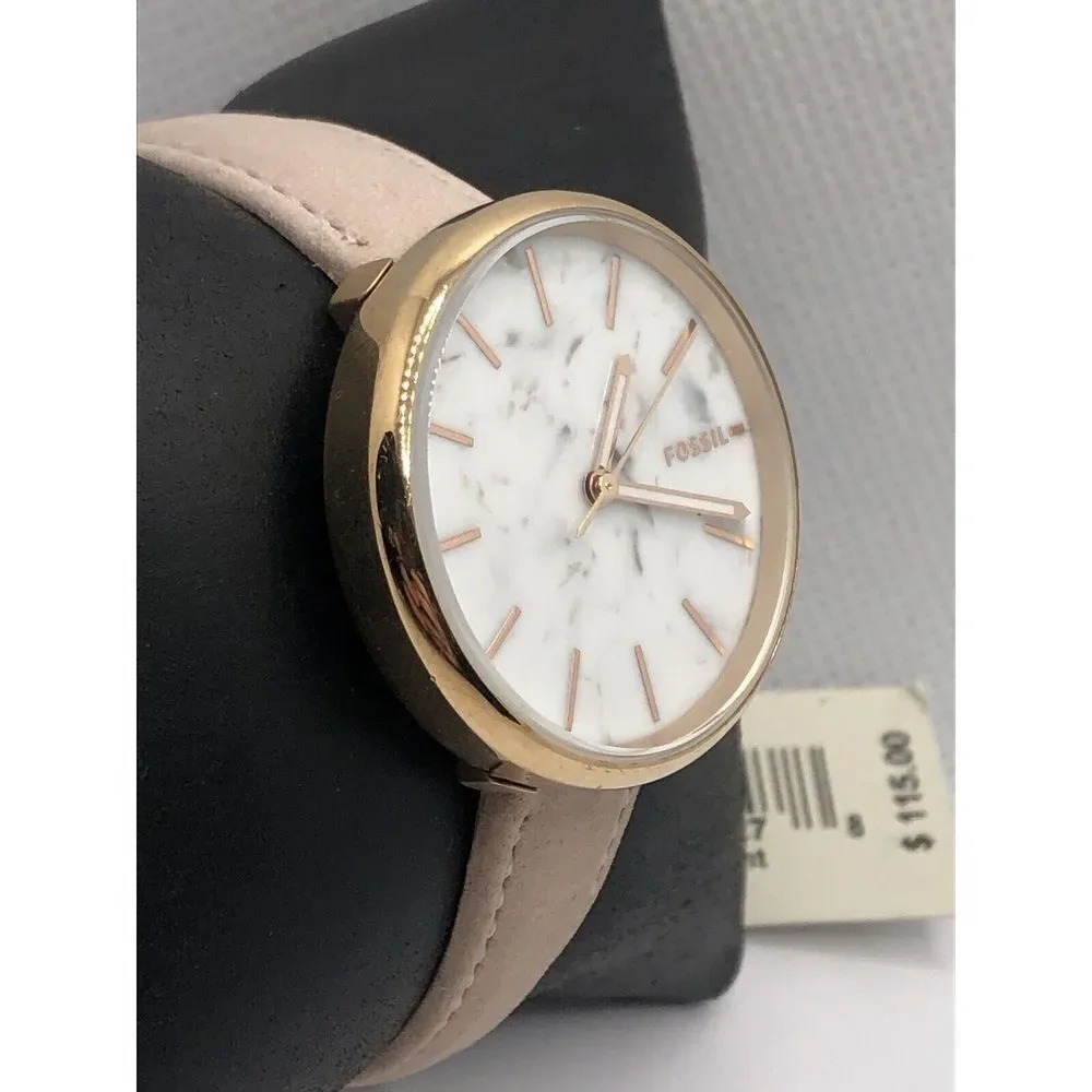 Fossil BQ3491 Women's Leather Analog White Dial Quartz Genuine Wrist Watch OP583
