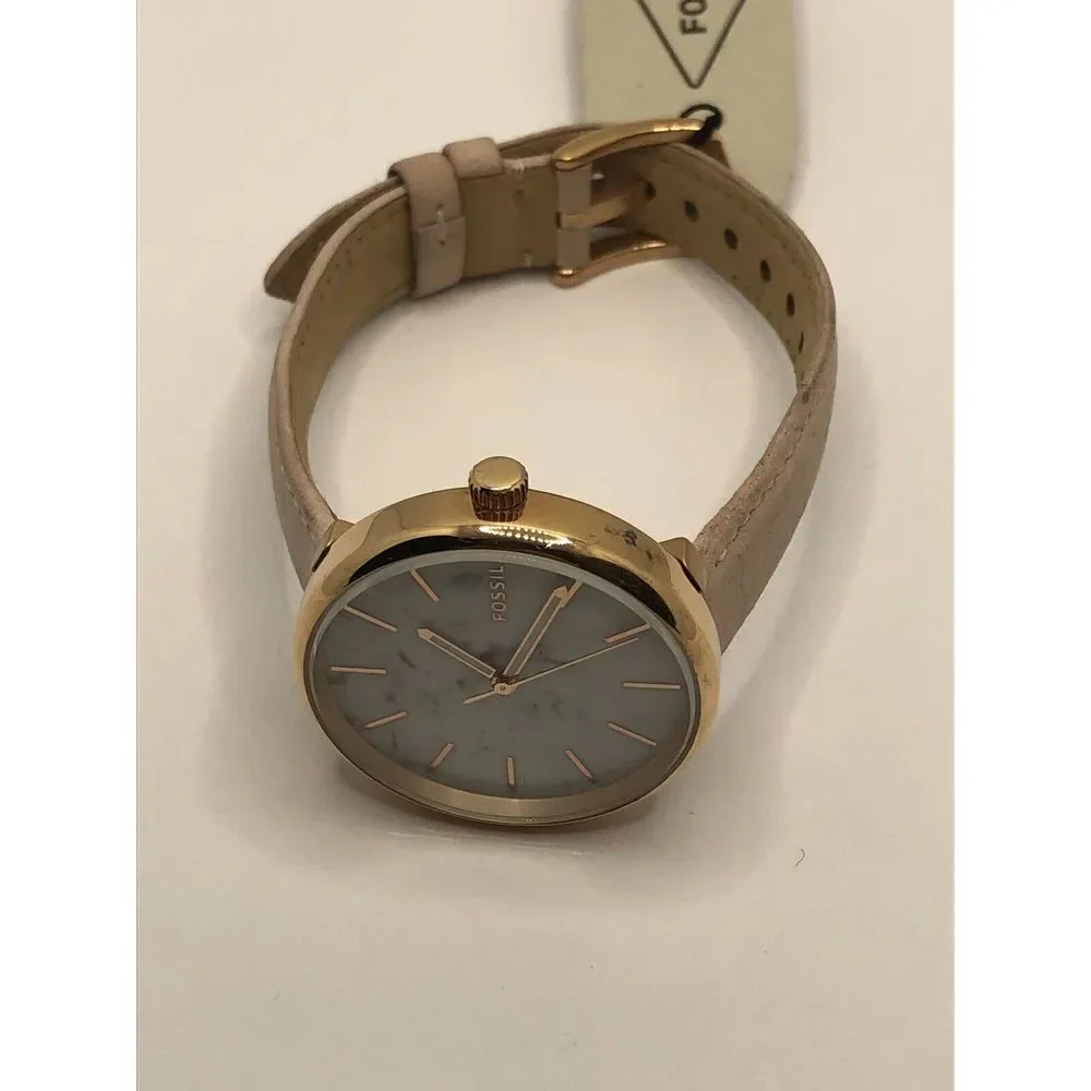 Fossil BQ3491 Women's Leather Analog White Dial Quartz Genuine Wrist Watch OP583