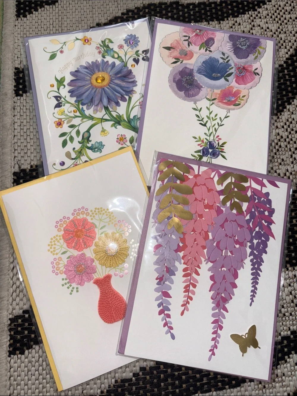 🆕Bundle Of 4 Floral Papyrus Greeting Cards