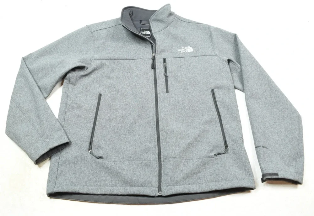 The North Face Apex Windwall Jacket Mens Large Gray Long Sleeve Full-Zip Hiking
