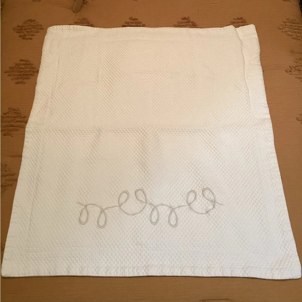 Capecchi Italy Pillow Sham 100%Cotton 27”x25” Off White with Embroidered Accent