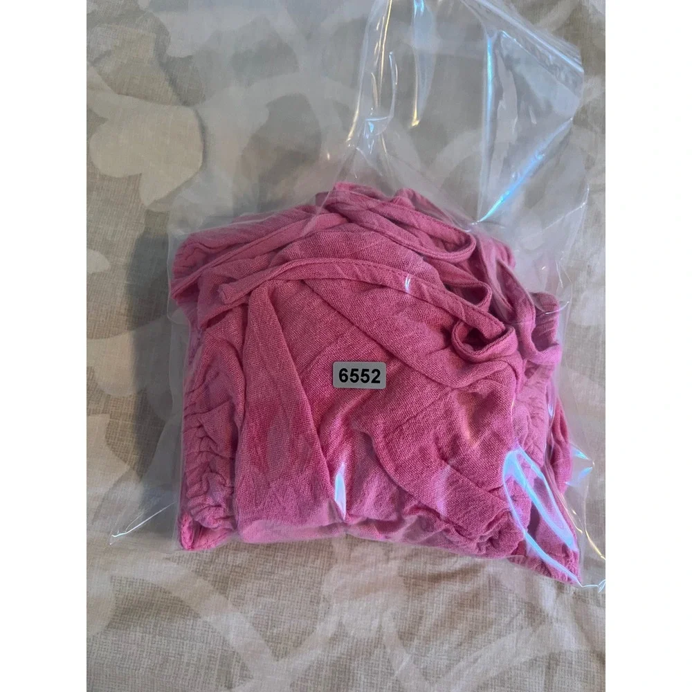 Free People Chloe Top Pink Smocked Long Sleeve Pleated Sweetheart Crop XS NEW