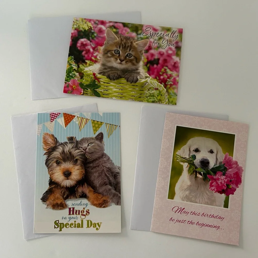 🦋 5/$25 - Dogs and Cats Themed Birthday Card Set