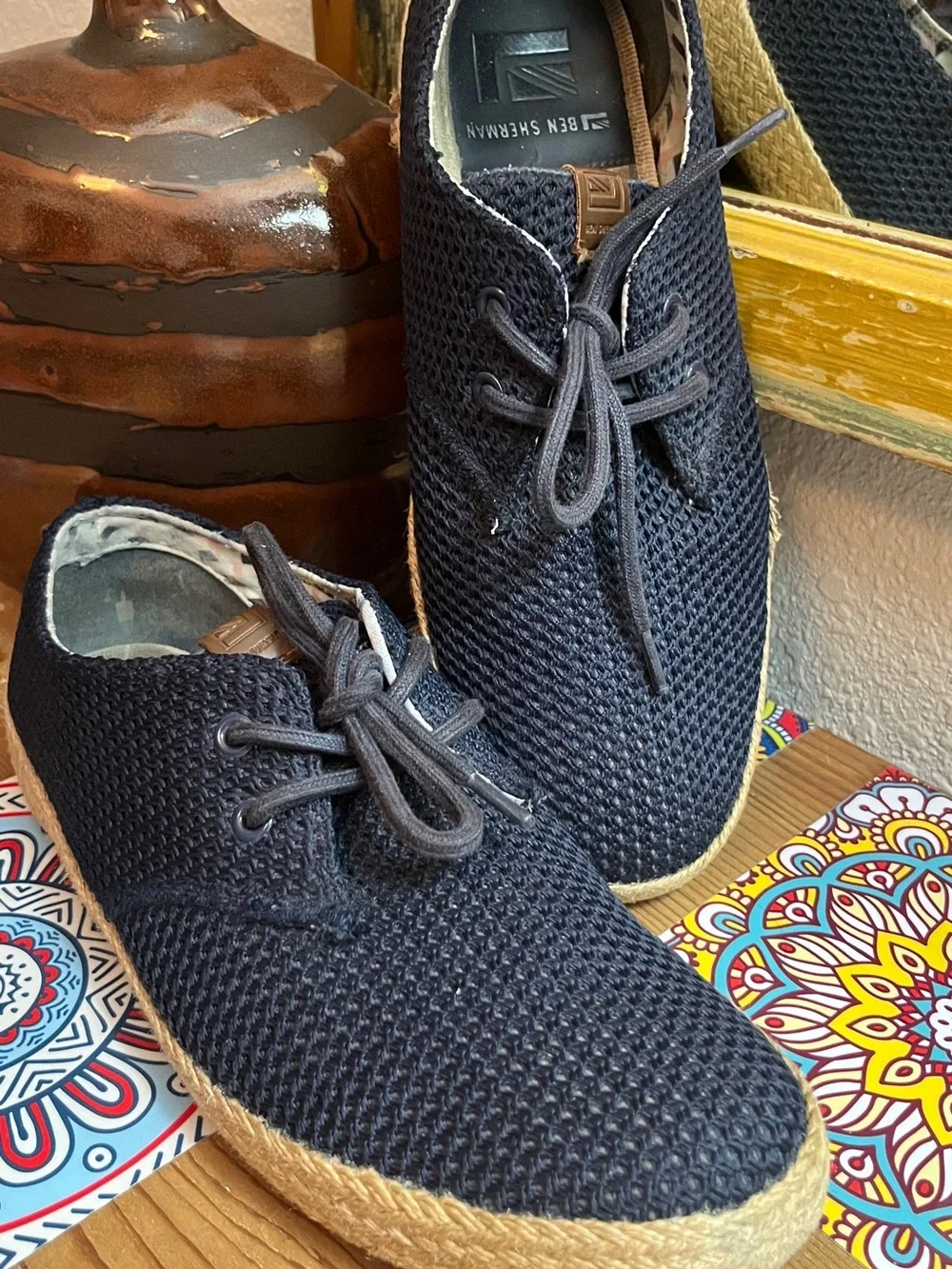 Ben Sherman Navy Knit Espadrille Slip-Ons