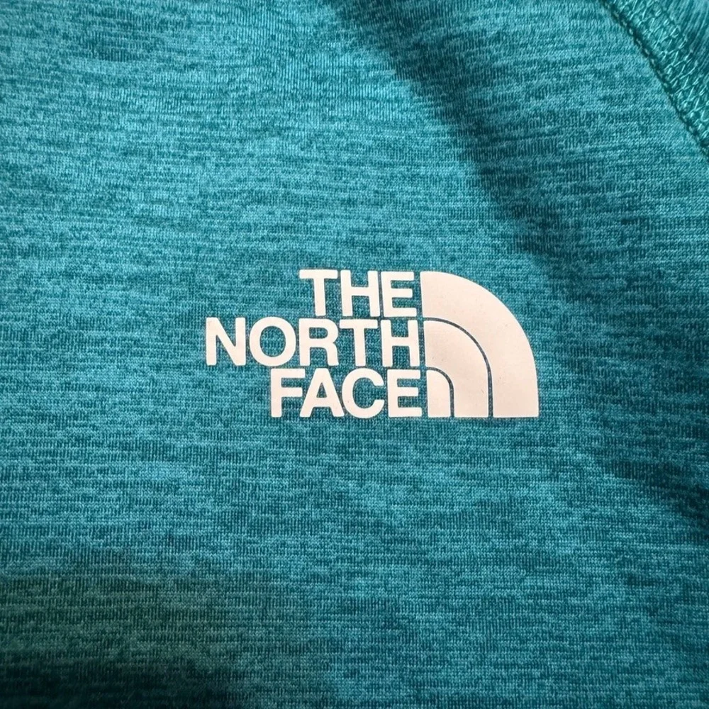The North Face Fleece Sweater Mens 2XL Green Blue 1/4 Zip Pocket Mock Neck