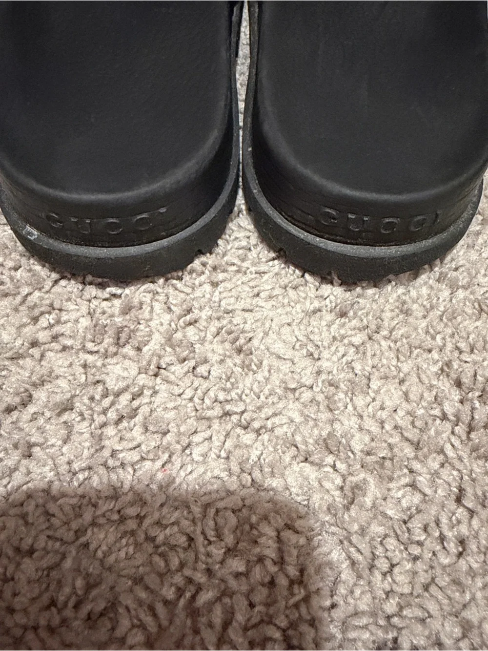 Gucci Black Slides with Green and Red Stripes