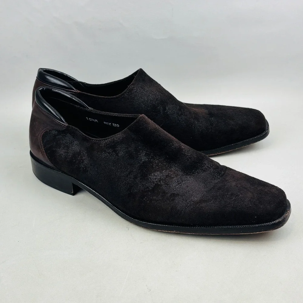 Donald Pliner Rex Loafer Mens 10.5 M Brown Suede Leather Slip On Loafers Italy