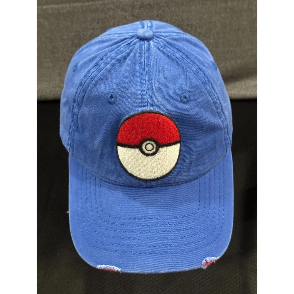 Bioworld Pokémon Baseball Cap Boy One Size Blue Pokeball logo Adjustable Dad Hat