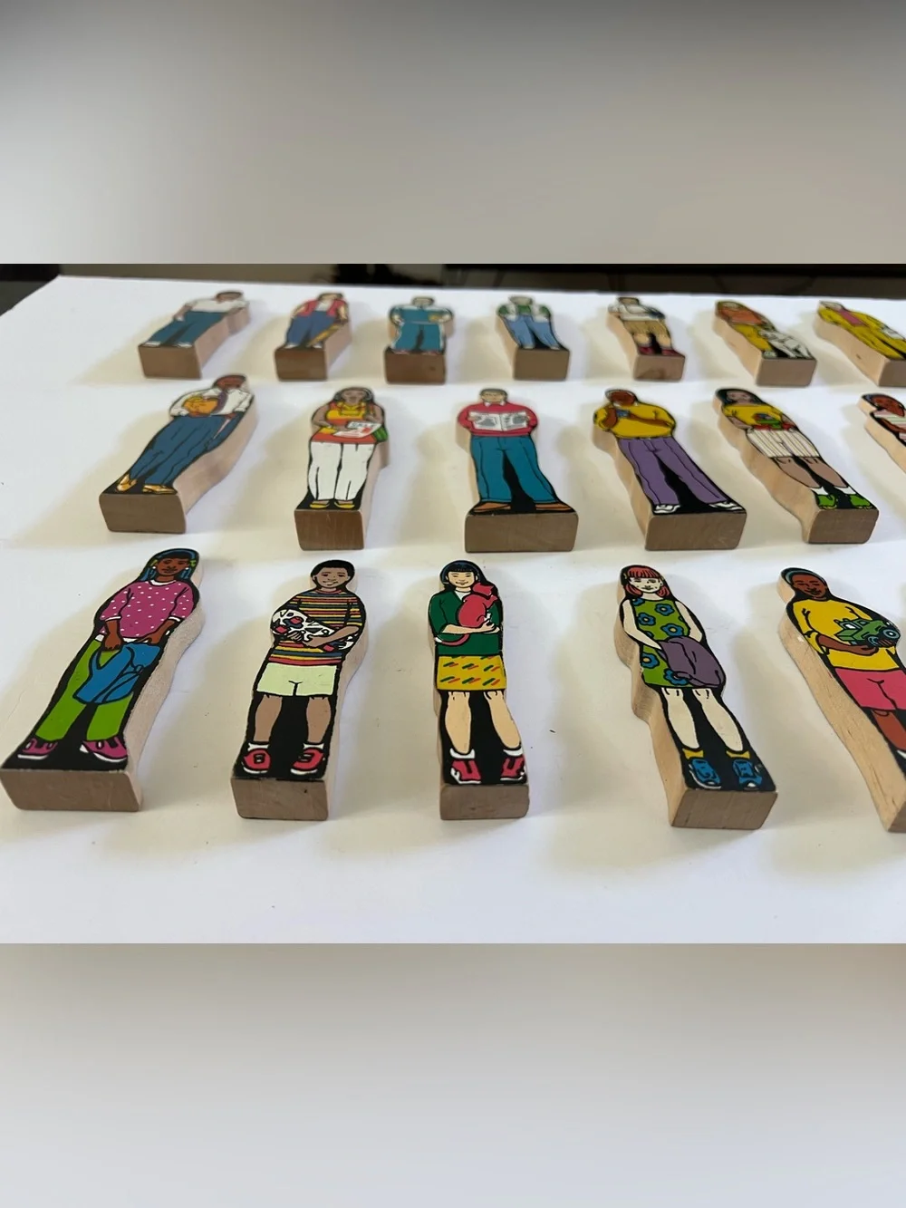 Vintage Wooden People Puzzle Figure Lot of 20 Educational Toy