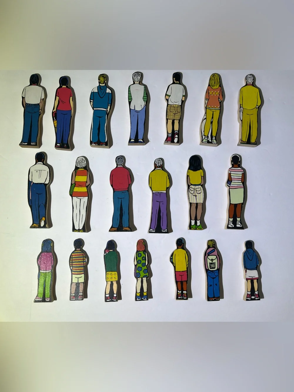 Vintage Wooden People Puzzle Figure Lot of 20 Educational Toy