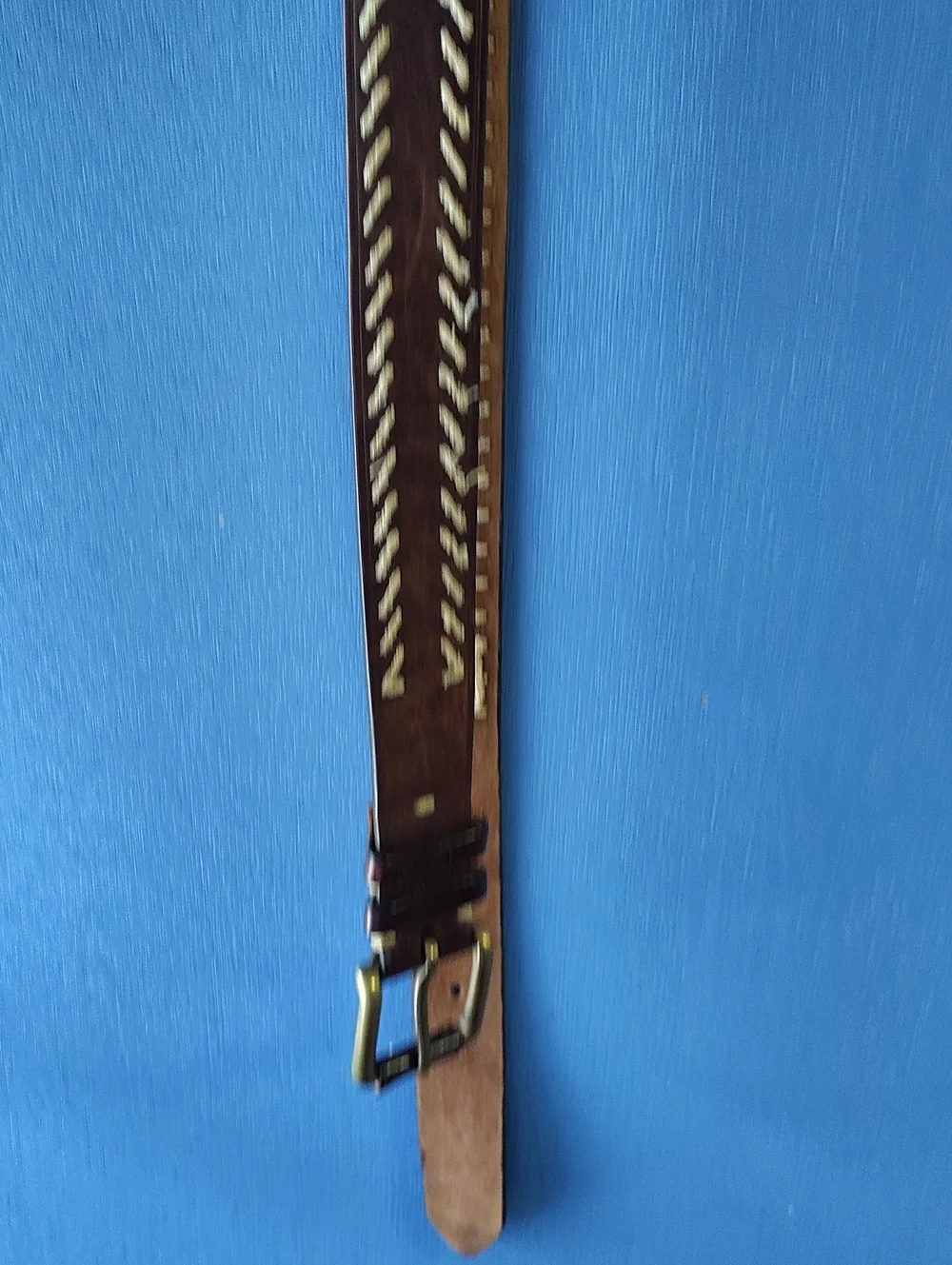 Brown Braided Leather Mens Belt with Brass Buckle
